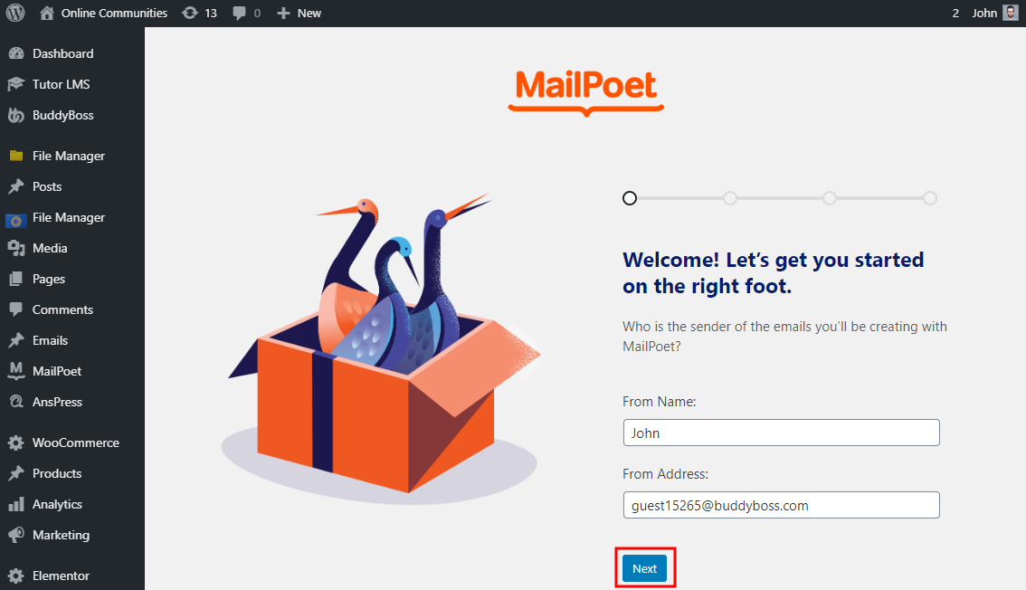 mailpoet  - 设置向导